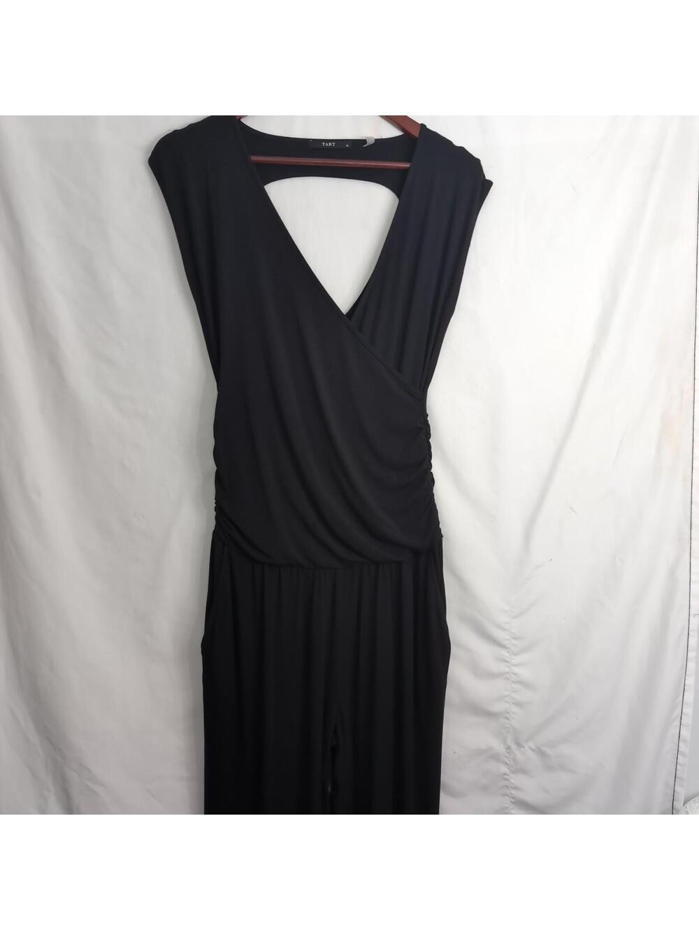 Tart Collections Faux Wrap Draped Surplice Black Sleeveless jumpsuit